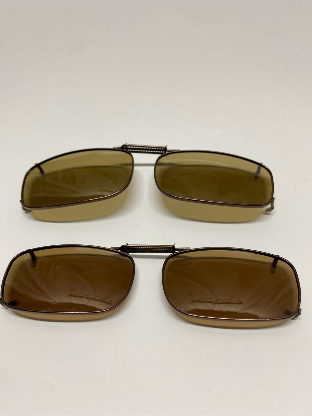 Cocoons Polarized Clip-On Sunglasses Bronze Frame Amber Lens 2 pair